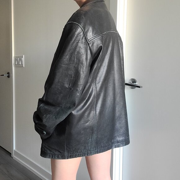 Daniel Two-Way Zip Oversized Leather Jacket - Picture 3 of 16